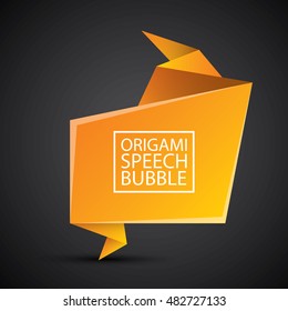 Abstract glossy orange origami speech bubble. Vector abstract orange background. vector orange sale banner