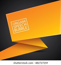 Abstract glossy orange origami speech bubble. Vector abstract orange background. vector orange sale banner