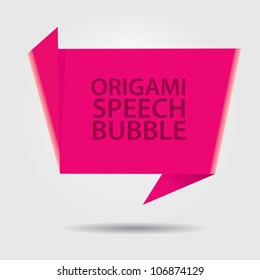 Abstract glossy origami speech bubble. Vector abstract background