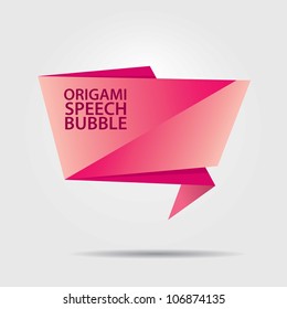 Abstract glossy origami speech bubble. Vector abstract background