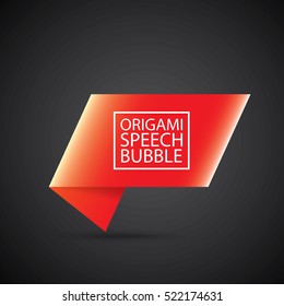 Abstract glossy paper red christmas origami speech bubble on black. Vector abstract creative red background for greeting text. vector black friday red sale label or banner