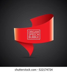 Abstract glossy paper red christmas origami speech bubble on black. Vector abstract creative red background for greeting text. vector black friday red sale label or banner