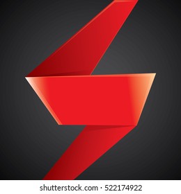 Abstract glossy paper red christmas origami speech bubble on black. Vector abstract creative red background for greeting text. vector black friday red sale label or banner