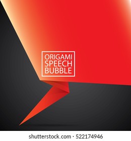 Abstract glossy paper red christmas origami speech bubble on black. Vector abstract creative red background for greeting text. vector black friday red sale label or banner