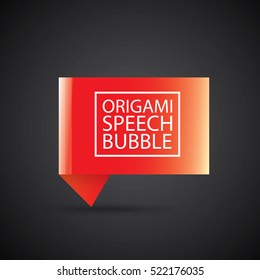 Abstract glossy paper red christmas origami speech bubble on black. Vector abstract creative red background for greeting text. vector black friday red sale label or banner