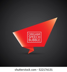 Abstract glossy paper red christmas origami speech bubble on black. Vector abstract creative red background for greeting text. vector black friday red sale label or banner