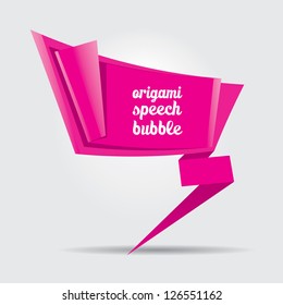 Abstract glossy pink origami speech bubble. Vector abstract lovely background. Vector brochure design.