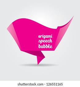 Abstract glossy pink origami speech bubble. Vector abstract lovely background. Vector brochure design.