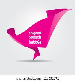 Abstract glossy pink origami speech bubble. Vector abstract lovely background. Vector brochure design.
