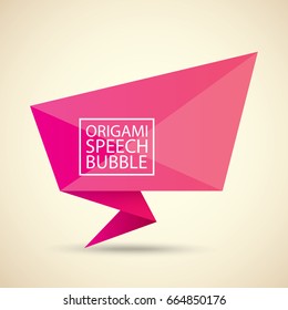 Abstract glossy pink ribbon origami speech bubble. Vector abstract pink background. vector pink sale label or banner