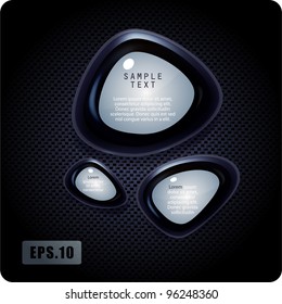 Abstract glossy plastic speech bubble vector on carbon background. 3d. Eps10.