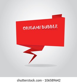 Abstract glossy red origami speech bubble. Vector illustration.