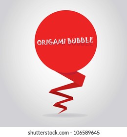 Abstract glossy red origami speech bubble. Vector illustration.