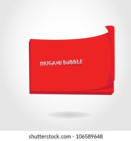 Abstract glossy red origami speech bubble. Vector illustration.