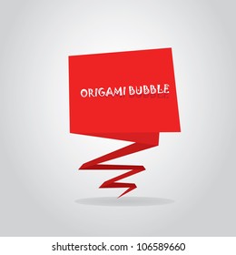 Abstract glossy red origami speech bubble. Vector illustration.