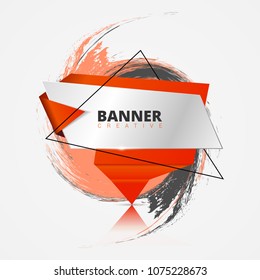 Abstract glossy red origami speech bubble. Vector illustration