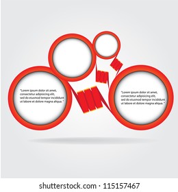 Abstract glossy red origami speech bubble. Vector abstract background.