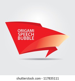 Abstract glossy red origami speech bubble. Vector red abstract background. red brochure template design.