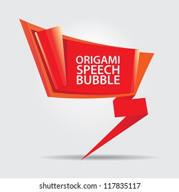 Abstract glossy red origami speech bubble. Vector red abstract background. red brochure template design.