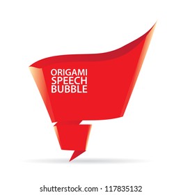 Abstract glossy red origami speech bubble. Vector red abstract background. red brochure template design.