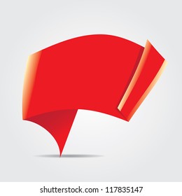 Abstract glossy red origami speech bubble. Vector red abstract background. red brochure template design.
