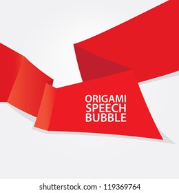 Abstract glossy red origami speech bubble. Vector abstract background. Red brochure.
