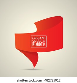 Abstract glossy red origami speech bubble. Vector abstract red background. vector red sale banner