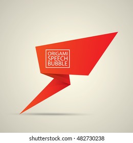Abstract glossy red origami speech bubble. Vector abstract red background. vector red sale banner