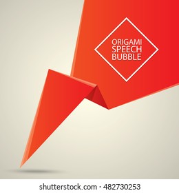 Abstract glossy red origami speech bubble. Vector abstract red background. vector red sale banner
