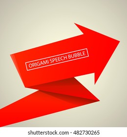 Abstract glossy red origami speech bubble. Vector abstract red background. vector red sale banner