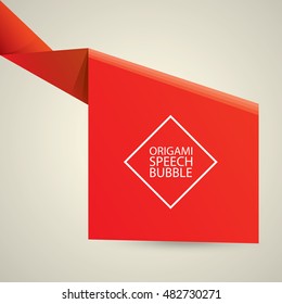 Abstract glossy red origami speech bubble. Vector abstract red background. vector red sale banner