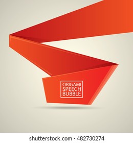 Abstract glossy red origami speech bubble. Vector abstract red background. vector red sale banner
