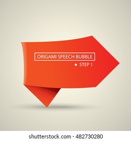 Abstract glossy red origami speech bubble. Vector abstract red background. vector red sale banner