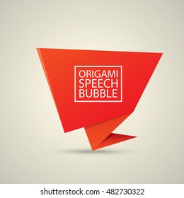 Abstract glossy red origami speech bubble. Vector abstract red background. vector red sale banner