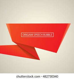 Abstract glossy red origami speech bubble. Vector abstract red background. vector red sale banner