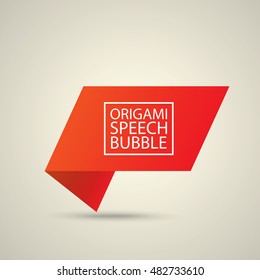 Abstract glossy red origami speech bubble. Vector abstract red background. vector red sale banner