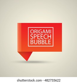 Abstract glossy red origami speech bubble. Vector abstract red background. vector red sale banner