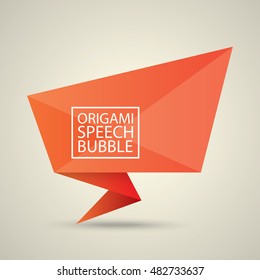 Abstract glossy red origami speech bubble. Vector abstract red background. vector red sale banner
