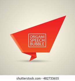 Abstract glossy red origami speech bubble. Vector abstract red background. vector red sale banner
