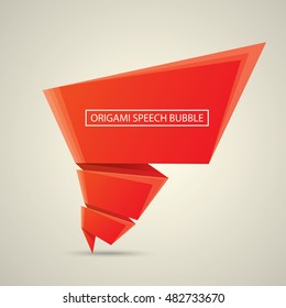 Abstract glossy red origami speech bubble. Vector abstract red background. vector red sale banner