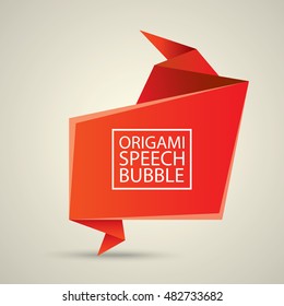 Abstract glossy red origami speech bubble. Vector abstract red background. vector red sale banner