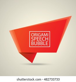 Abstract glossy red origami speech bubble. Vector abstract red background. vector red sale banner