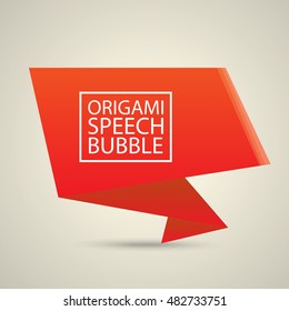 Abstract glossy red origami speech bubble. Vector abstract red background. vector red sale banner