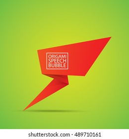 Abstract glossy red origami speech bubble. Vector abstract red background. vector red paper banner. merry christmas red sale banner