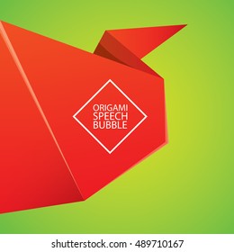 Abstract glossy red origami speech bubble. Vector abstract red background. vector red paper banner. merry christmas red sale banner