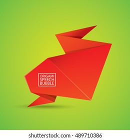 Abstract glossy red origami speech bubble. Vector abstract red background. vector red paper banner. merry christmas red sale banner