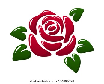 Abstract glossy red rose. Vector illustration.
