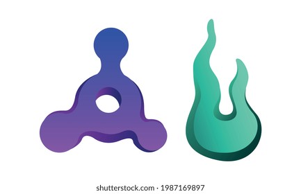 Abstract Glossy Shapes Set, Colorful Dinamic Liquid Shapes Vector Illustration