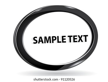 Abstract glossy speech black 3d bubble on white. Vector illustration.
