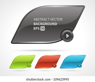 Abstract glossy speech bubble and button play vector backgrounds set
